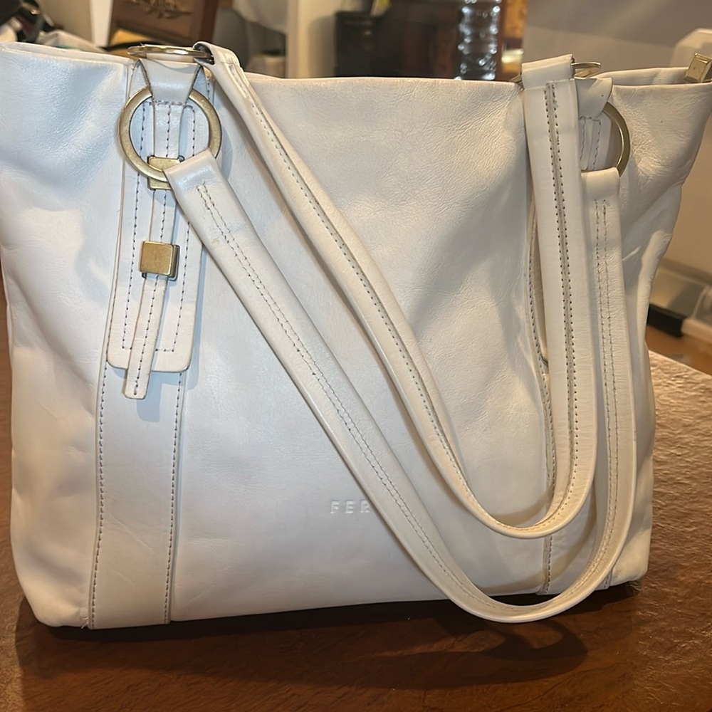 Italian Ferchi Vintage White Leather Bag
